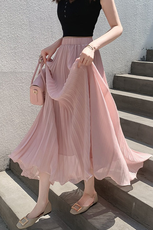 Chiffon Pleated Flowing Maxi Skirt Secondary image
