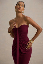 Ruched Strapless Bodycon Y2K Maxi Dress