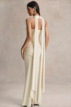 Halter Strapless Backless Tie Maxi Dress