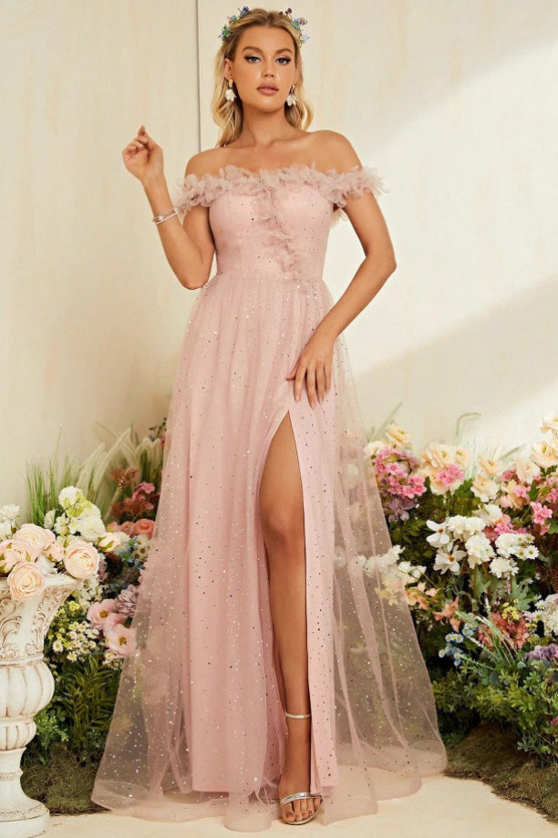 French Off Shoulder Prom Dress Main image
