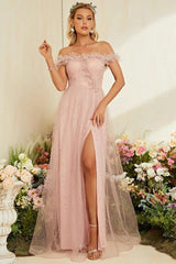 French Off Shoulder Prom Dress