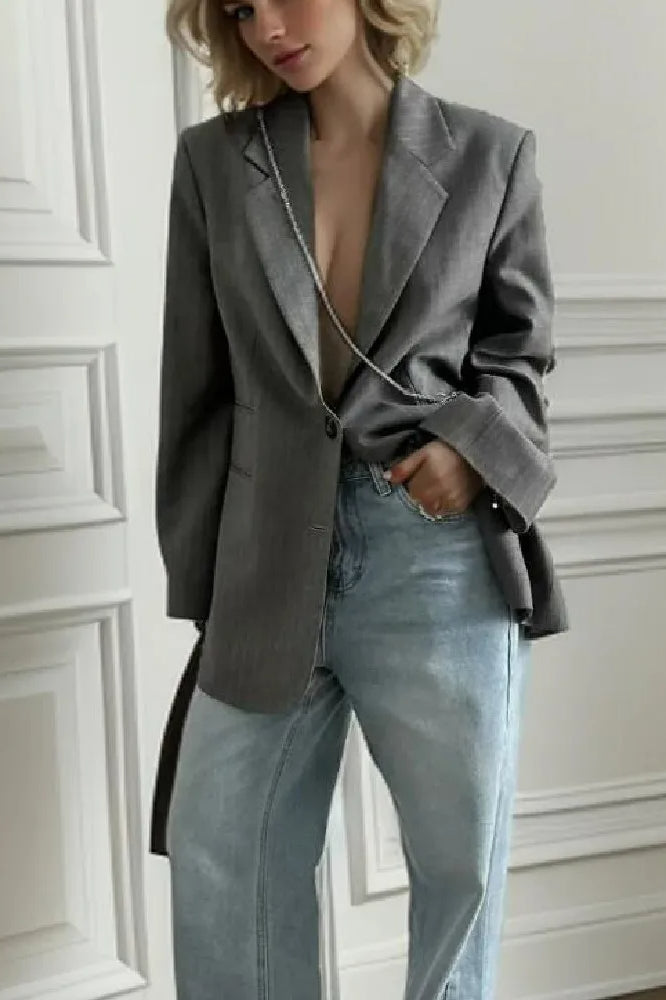 Striped Flare Cuff Blazer Secondary image