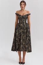 Off Shoulder Backless Wrap Floral Dress