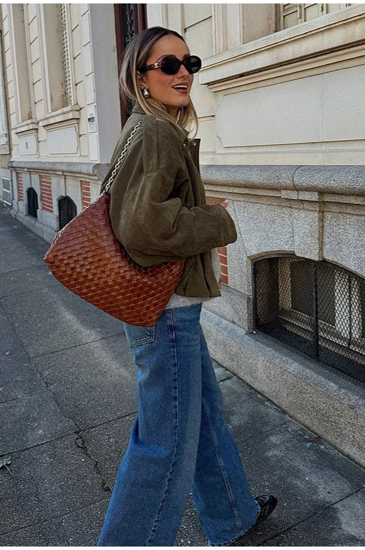 Suede Cropped Zip-Up Jacket Secondary image