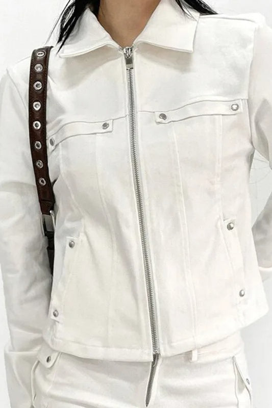 Rivet Lapel Safari Crop Jacke Secondary image