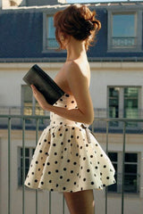 Bow Detail Polka Dot Puff Birthday Dress