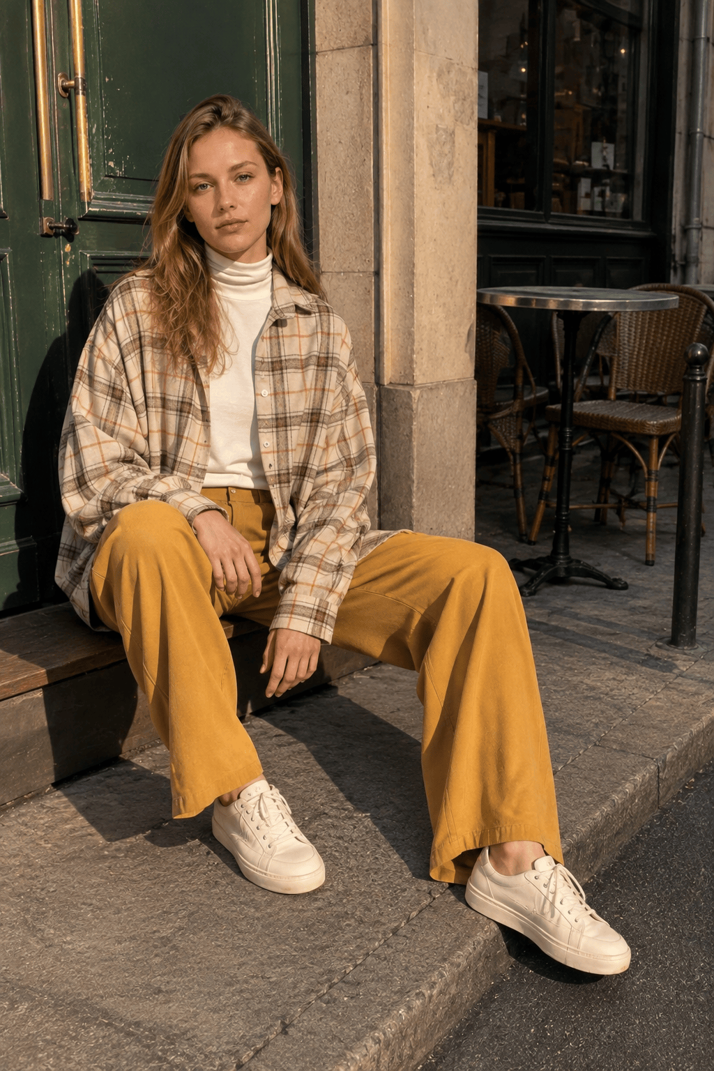 Checkered Print Button Blouse Main image
