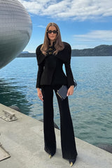 Chic Black Waist Defined Blazer