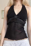 Polka Dot Satin Bow Tie Backless Halter Crop Top