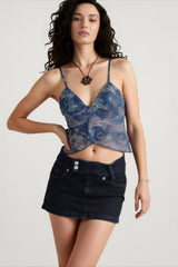 Sheer Mesh Deep V Cami Top