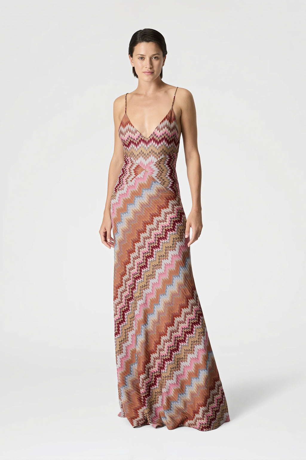 Zigzag Print Backless Spaghetti Strap Party Dress