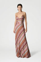 Zigzag Print Backless Spaghetti Strap Party Dress