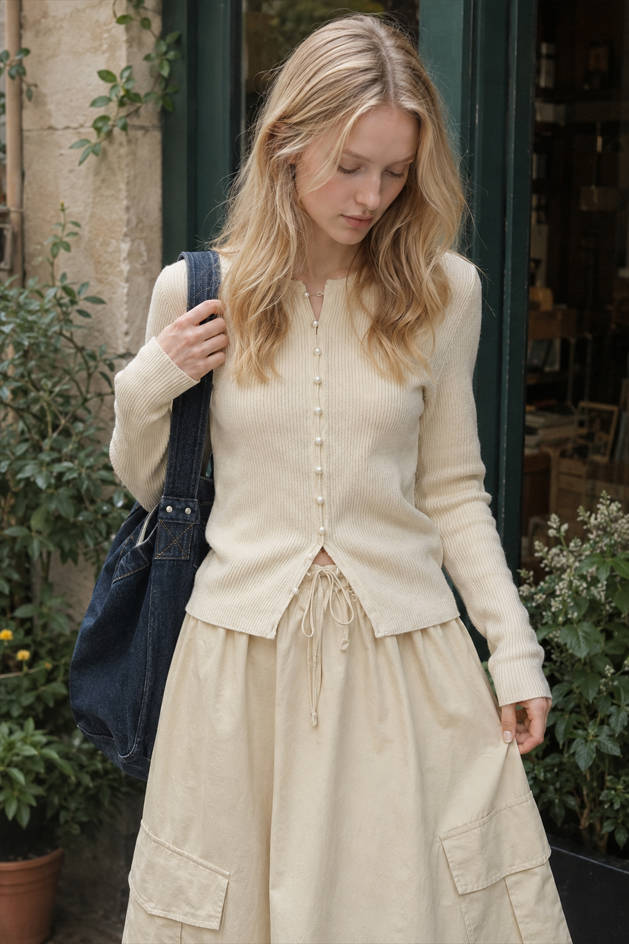 Sleek Wool Knit Cardigan