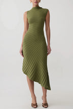 Elegant Sleeveless Knit Slim Fit Midi Dress