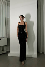 Rhinestone Cami Bodycon Backless Long Formal Dress