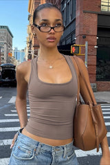 Solid Color Crop Sleeveless Tank Top