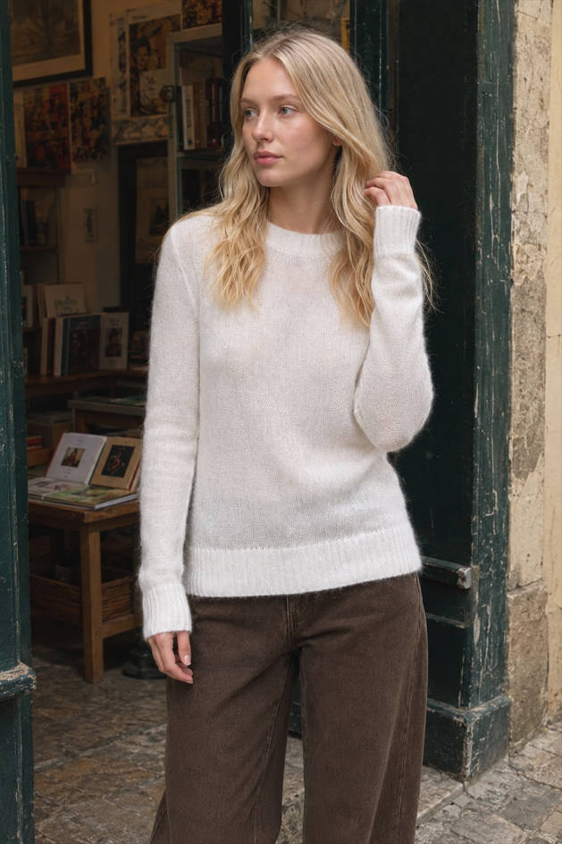 Sheer Blend Round Neck Knit Top Main image