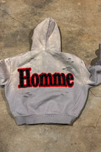 Flame Graphic Rhinestone Full Zip Hoodie