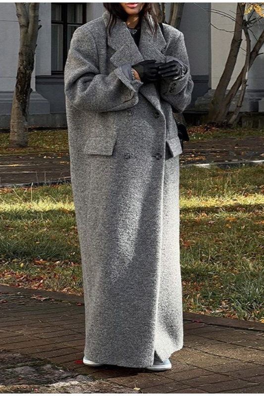 Elegant Wool Lapel Single Button Pocket Office Overcoat Main image