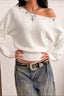 Off Shoulder Button Batwing Knit Top