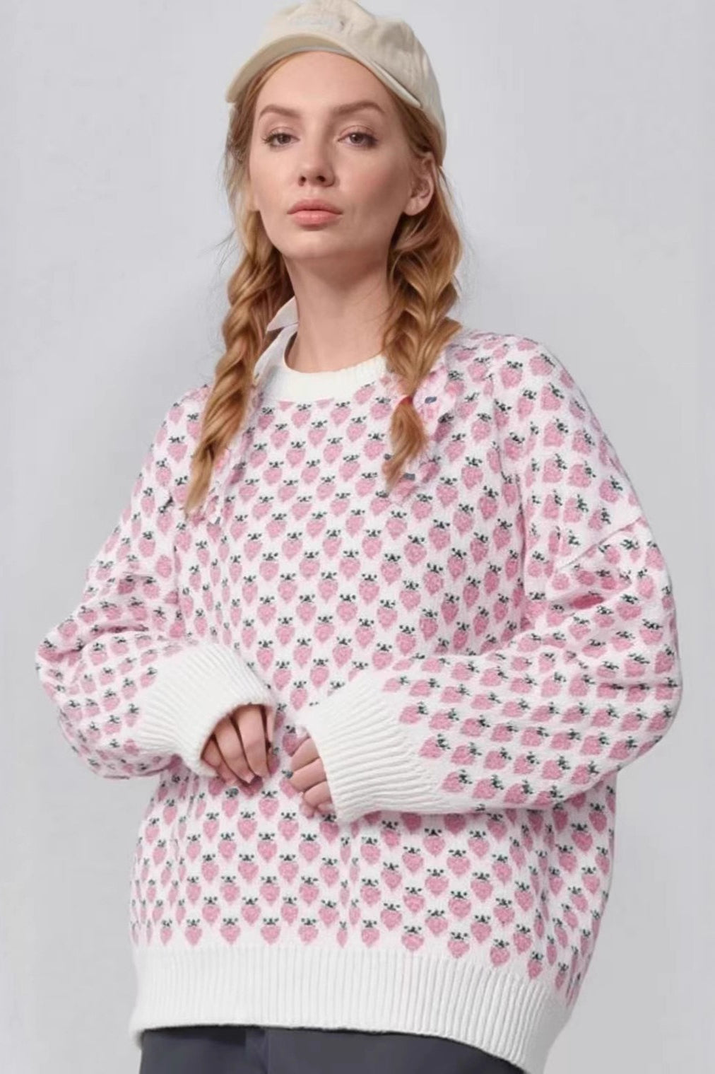 Strawberry Jacquard Knit Sweater Secondary image
