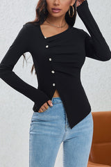 Asymmetric Placket Knit Top