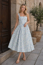 Bohemian Fragmented Flower Midi Dress