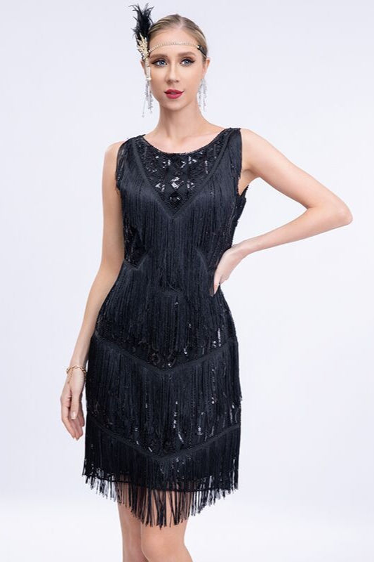 Vintage Sequin Fringe Party Dress Main image