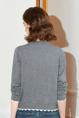 Bow Print Knit Sweater Cardigan