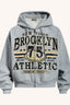 Vintage Graffiti Letter Print Zip Hoodie