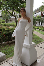 Off Shoulder Flared Sleeve Mermaid Maxi Party Dress