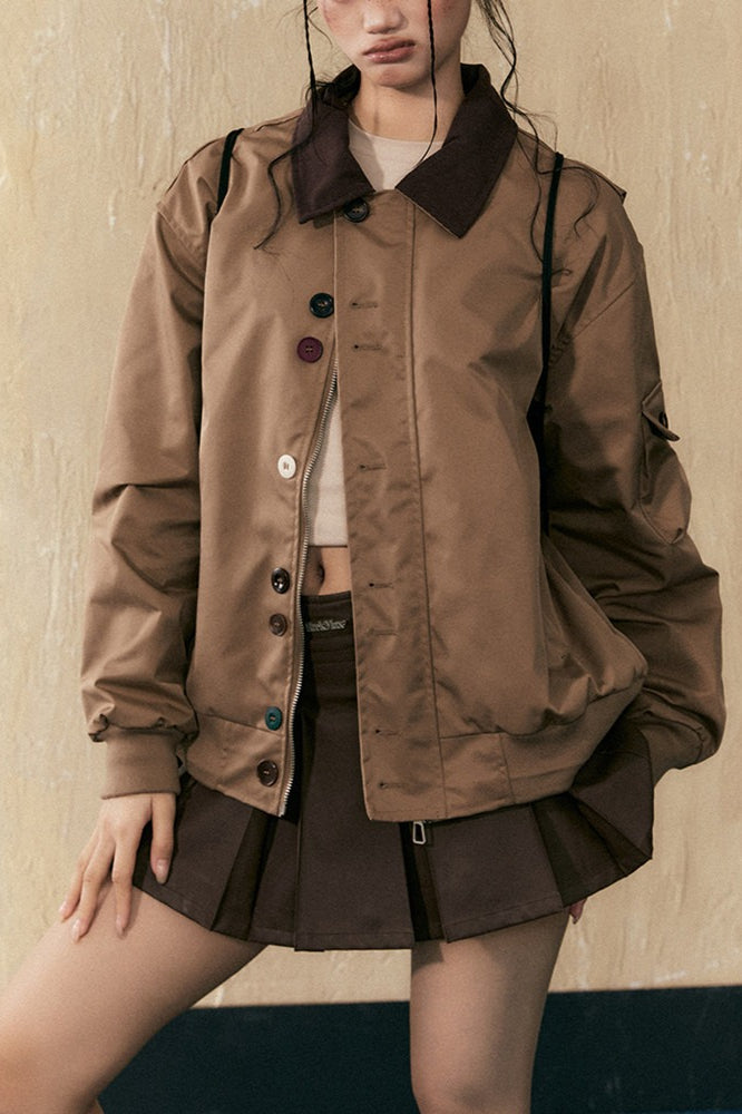 Mocha Brown Contrast Collar Jacket Main image