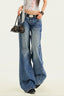 Low Rise Long Length Washed Flare Jeans