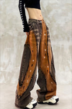 Heavy Distressed Frayed Wide Leg Jeans