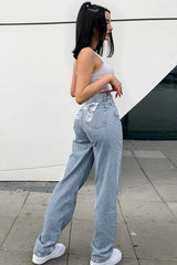 Butterfly Print High Waist Jeans