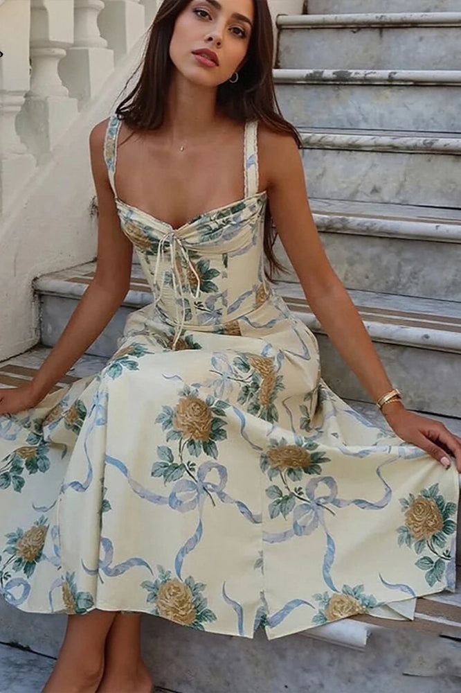 Elegant Printed A-Line Floral Dress Secondary image