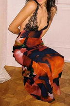 Lace Spaghetti Strap Holiday Maxi Dress