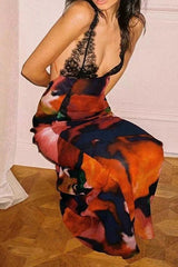 Lace Spaghetti Strap Holiday Maxi Dress