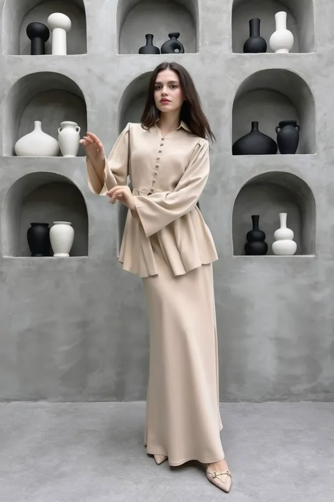 Solid Cardigan Dress Two Piece Elegant Work Set Main image