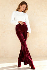 Casual Velvet High Waist Flared Pants