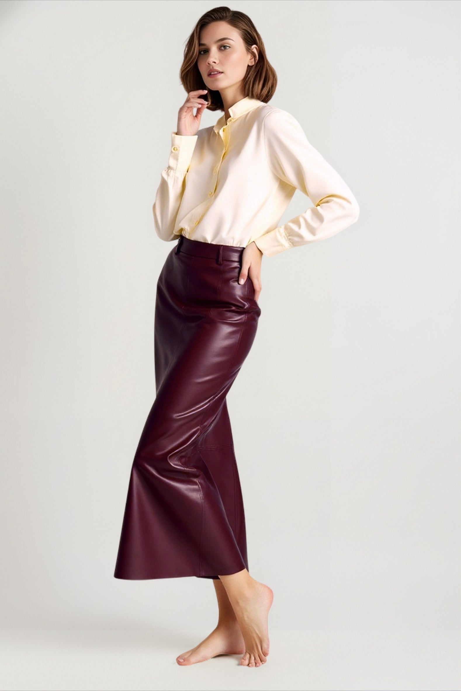 High Waist PU Leather Bodycon Maxi Skirt Secondary image