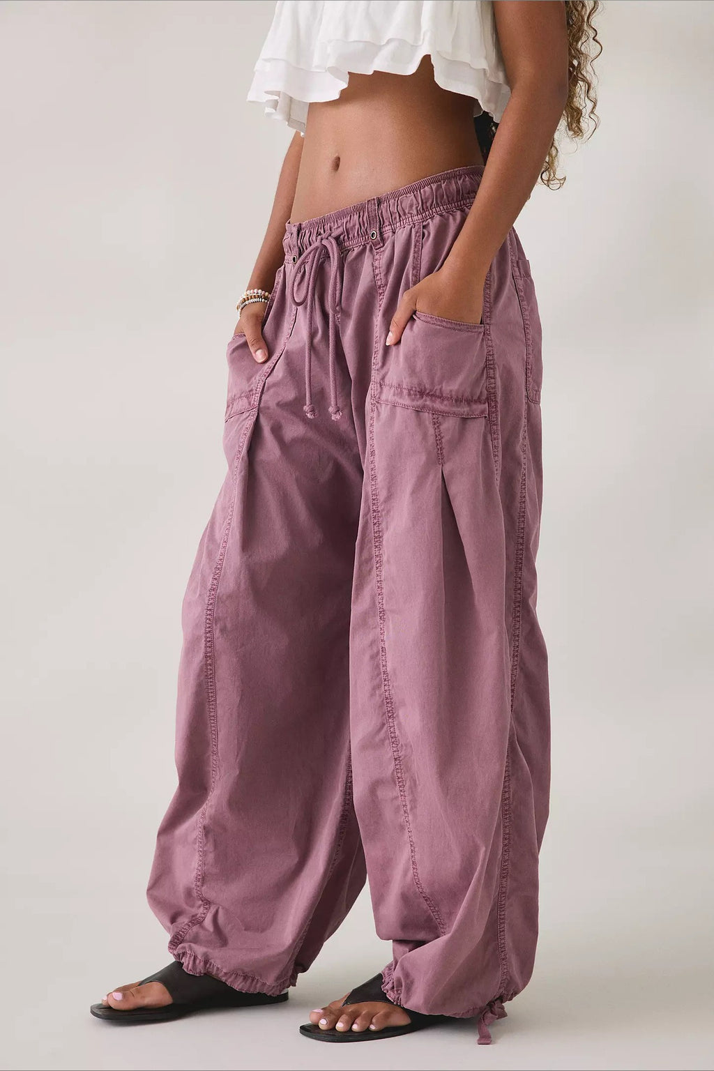 Drawstring Cargo Wide Leg Pants