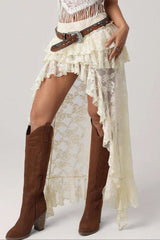 Sexy Lace Asymmetric Bodycon Skirt