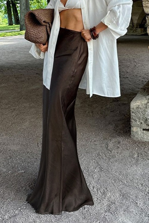 Draped Satin Slit Mermaid Skirt Main image