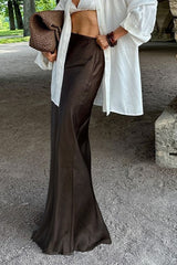 Draped Satin Slit Mermaid Skirt