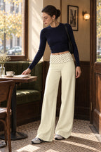 Foldover Polka Dot Wide Leg Pants