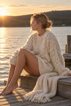 Oversized Cable Knit Crew Neck Sweater
