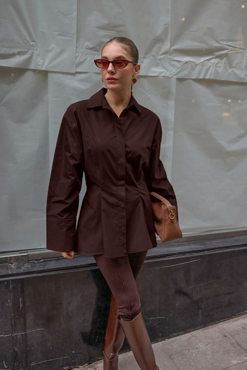 Pintuck Waist Collared Blouse Main image