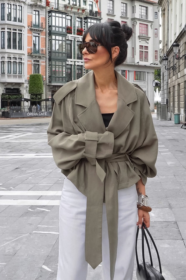 Oversized Collar Wrap Waist Coat Main image