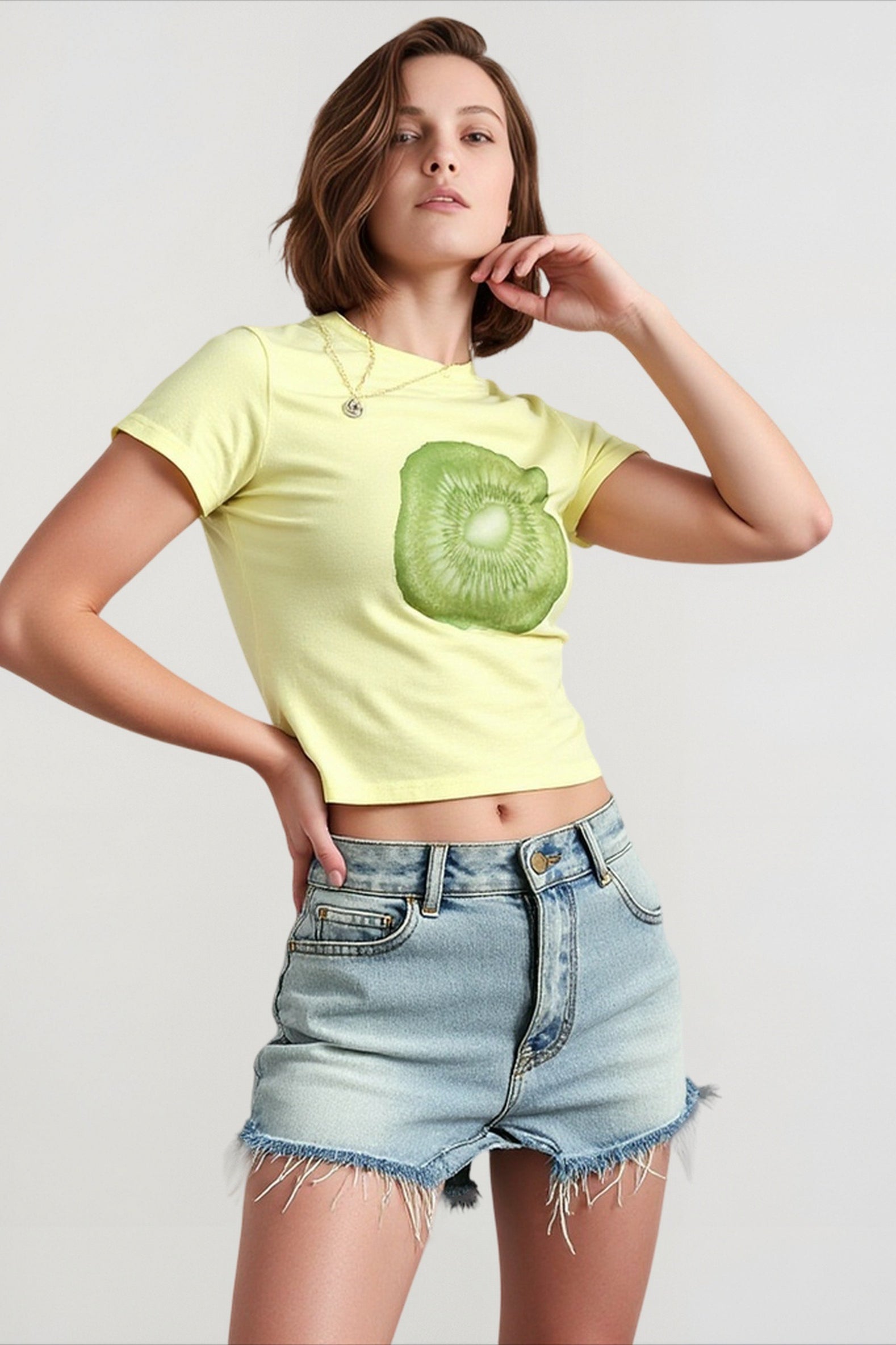 Fruit Print Cropped T-shirts Main image